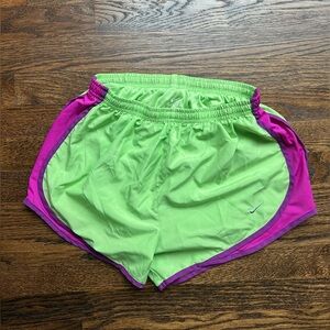 Nike Dri-Fit tempo track running shorts green/purple MED